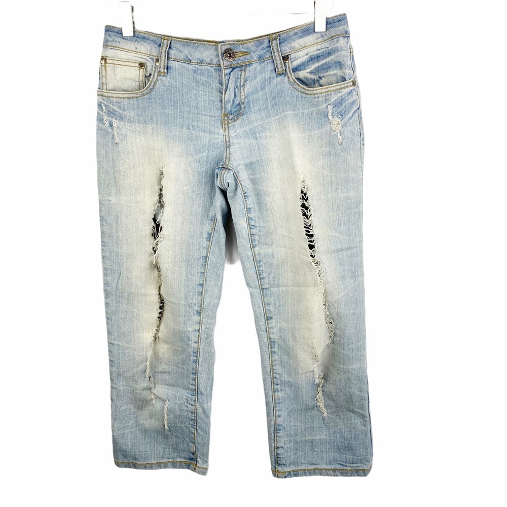 Rich & Skinny Vanilla Star Distressed Crop Size 7